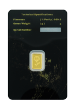1-gram gold bar back view