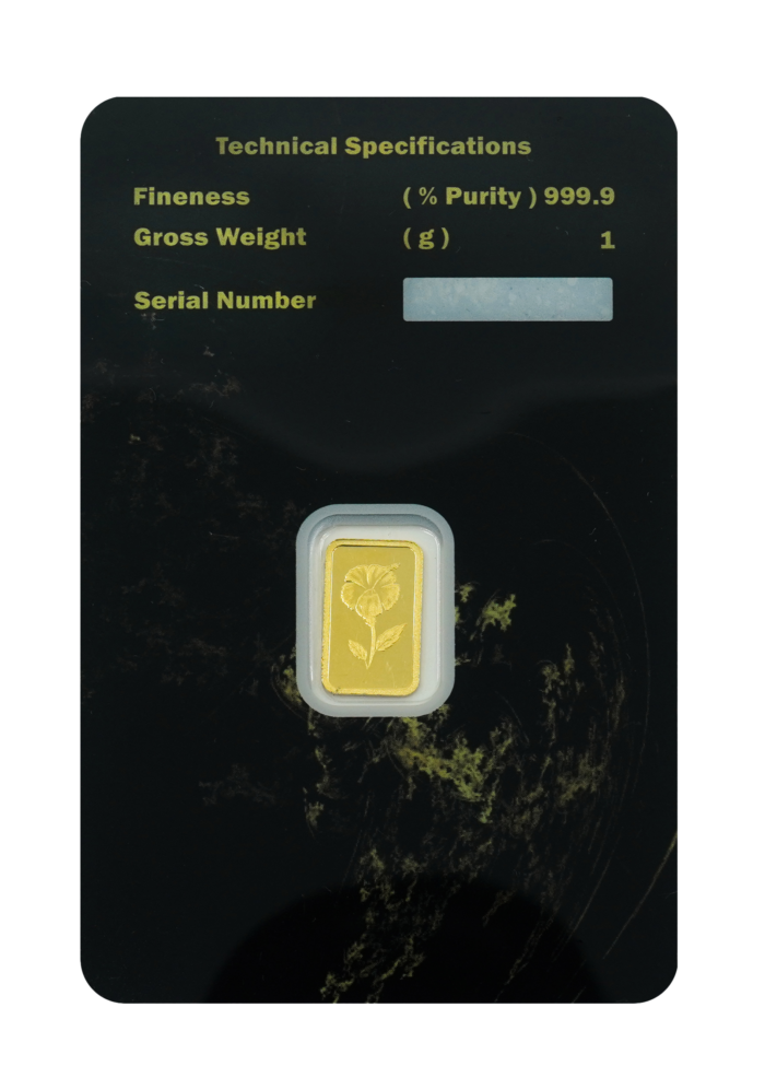 1-gram gold bar back view