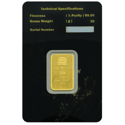 10-gram gold bar front side featuring a modern design.