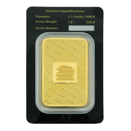 10 tolas gold bar back view