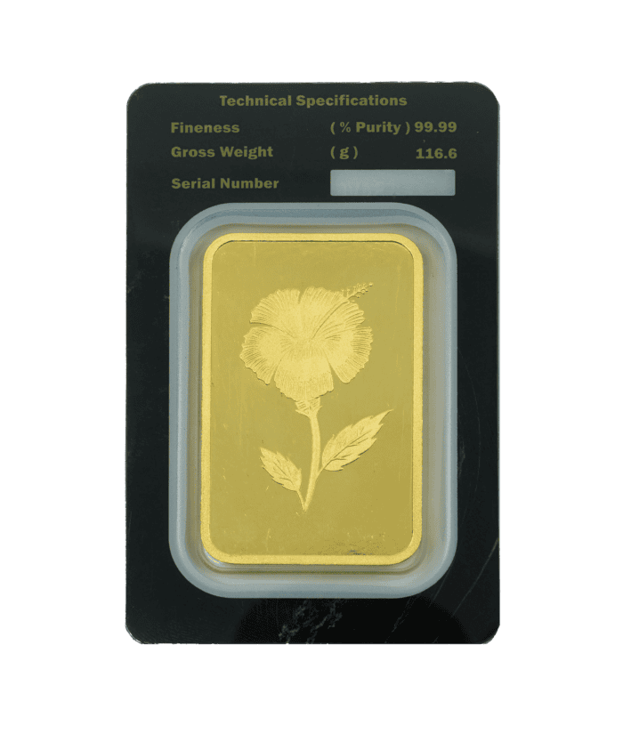 10 tolas gold bar back view showcasing detailed markings