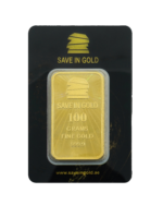 100-gram gold bar front view with an updated modern design.