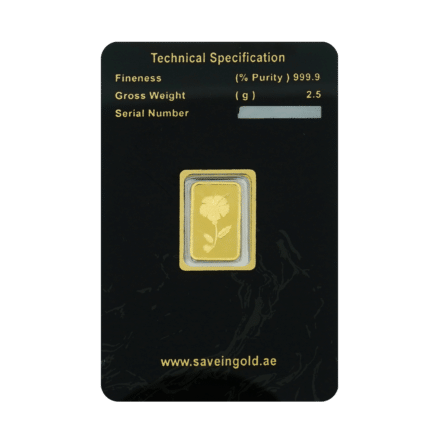 2.5-gram gold bar front design