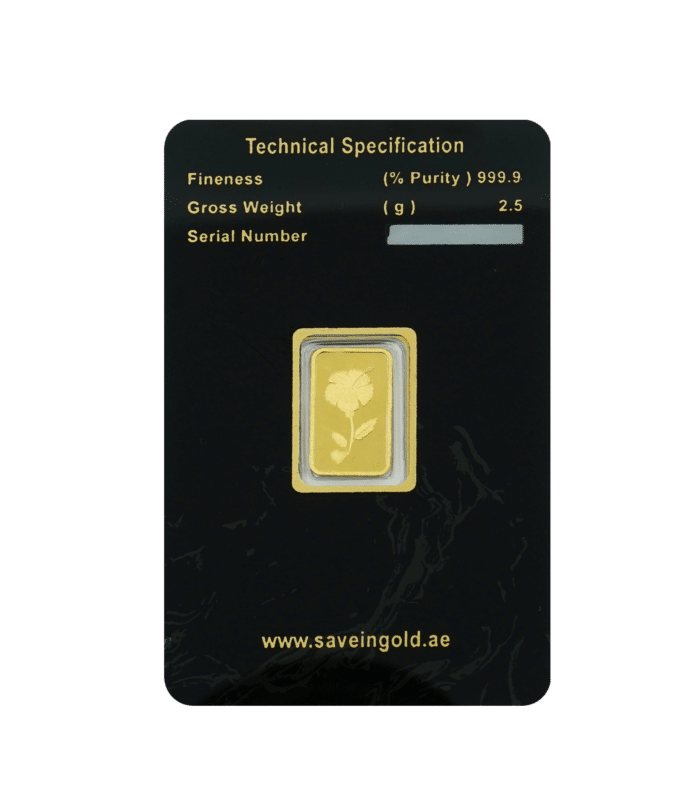 2.5-gram gold bar front design