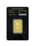 20-gram gold bar back view with precision engravings